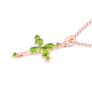 Peridot Gemstone Solid 14k Rose Gold Cross Pendant