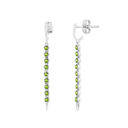 Peridot Gemstone Solid 14k White Gold Screw Back Earring