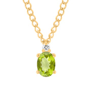 Peridot Gemstone & Diamond Solid 14k Yellow Gold Pendant