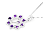 Amethyst Gemstone Solid 925 Sterling Silver OM Pendant