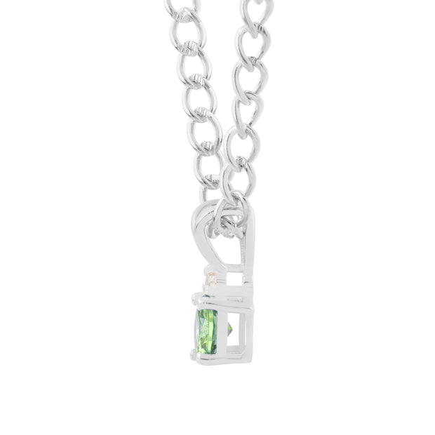 Peridot Gemstone & Diamond Solid 925 Sterling Silver Pendant