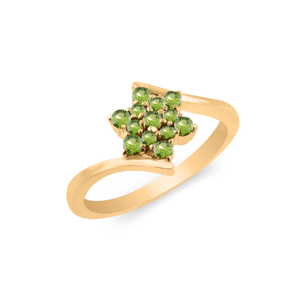 Peridot Gemstone Solid 14k Yellow Gold Ring
