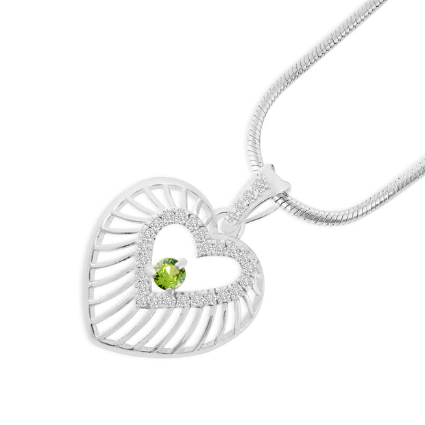 Peridot Gemstone & Diamond Solid 925 Sterling Silver Pendant