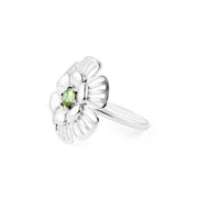 Peridot Gemstone Solid 14k White Gold Ring