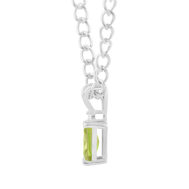 Peridot Gemstone & Diamond Solid 14k White Gold Pendant