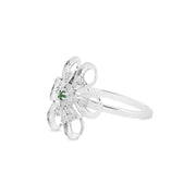Emerald Gemstone & Diamond Solid 14k White Gold Ring