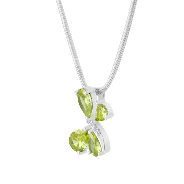 Peridot Gemstone & Diamond Solid 925 Sterling Silver Pendant