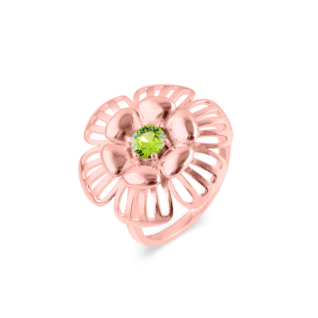 Peridot Gemstone Solid 14k Rose Gold Ring