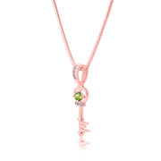 Peridot Gemstone & Diamond Solid 14k Rose Gold Key Pendant
