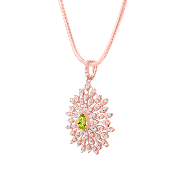 Peridot Gemstone Solid 14k Rose Gold Pendant