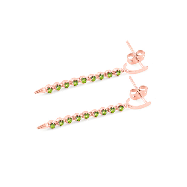 Peridot Gemstone Solid 14k Rose Gold Screw Back Earring