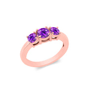 Amethyst Gemstone Solid 14k Rose Gold Ring