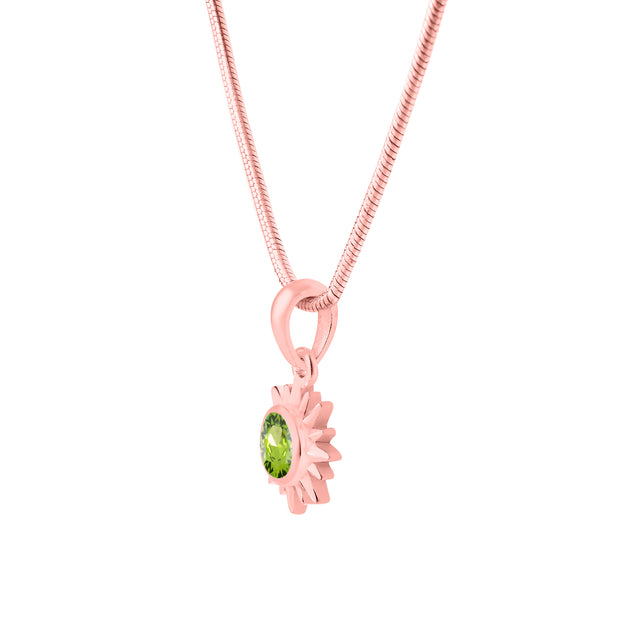 Peridot Gemstone Solid 14k Rose Gold Pendant