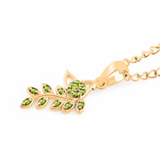 Peridot Gemstone Solid 14k Yellow Gold Leaf Pendant