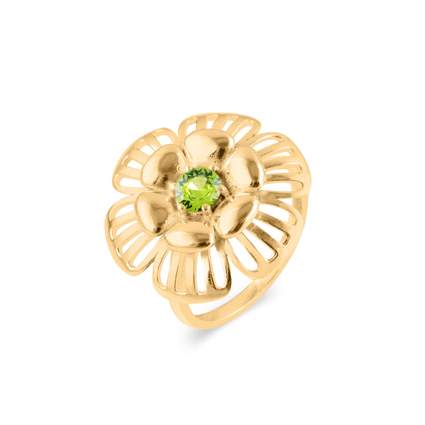 Peridot Gemstone Solid 14k Yellow Gold Ring