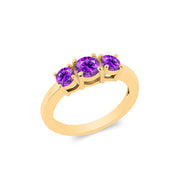 Amethyst Gemstone Solid 14k Yellow Gold Ring