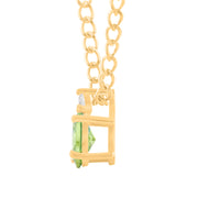 Peridot Gemstone & Diamond Solid 14k Yellow Gold Pendant