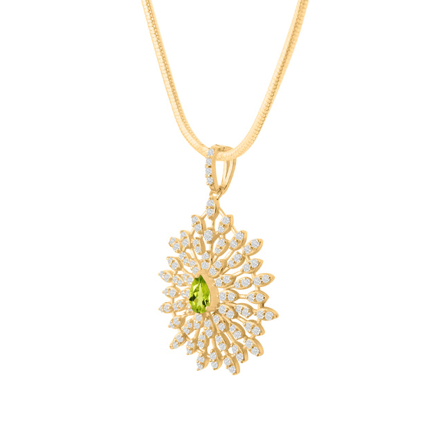 Peridot Gemstone Solid 14k Yellow Gold Pendant