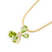 Peridot Gemstone & Diamond Solid 14k Yellow Gold Pendant