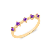 Amethyst Gemstone Solid 14k Yellow Gold Ring