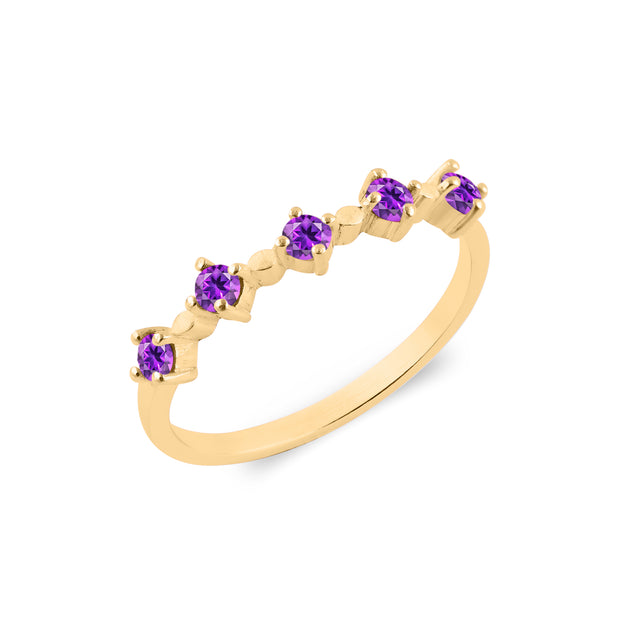 Amethyst Gemstone Solid 14k Yellow Gold Ring