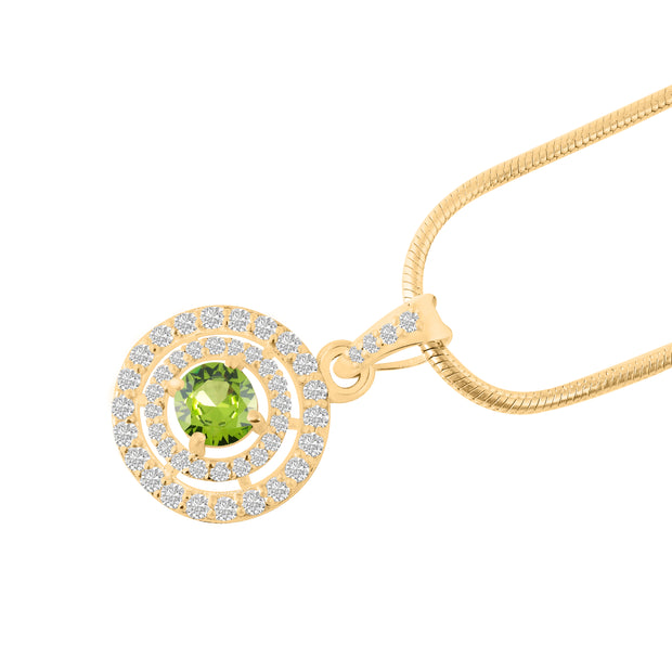 Peridot Gemstone Solid 14k Yellow Gold Pendant