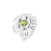 Peridot Gemstone Solid 14k White Gold Ring