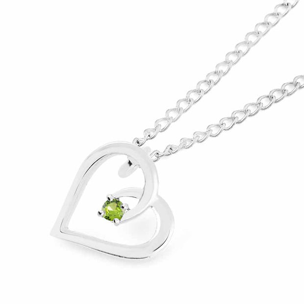 Peridot Gemstone Solid 925 Sterling Silver Heart Pendant