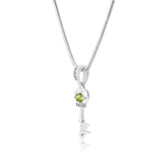 Peridot Gemstone & Diamond Solid 925 Sterling Silver Pendant