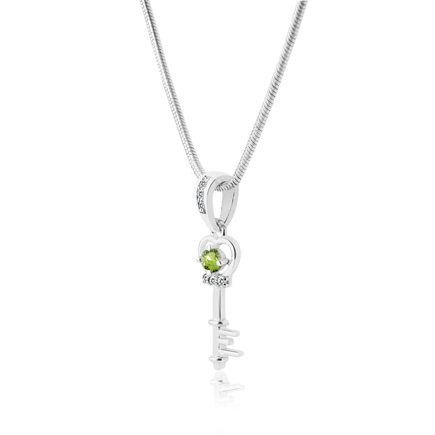 Peridot Gemstone & Diamond Solid 925 Sterling Silver Pendant