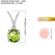 Peridot Gemstone & Diamond Solid 925 Sterling Silver Pendant
