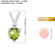 Peridot Gemstone & Diamond Solid 925 Sterling Silver Pendant