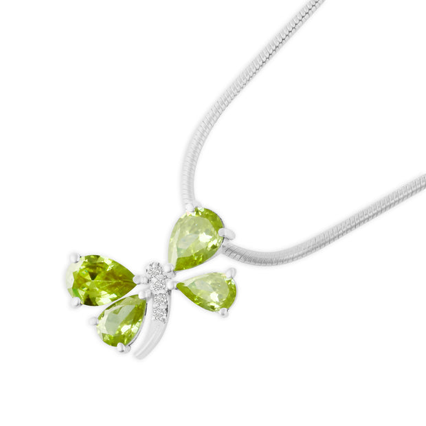 Peridot Gemstone & Diamond Solid 925 Sterling Silver Pendant