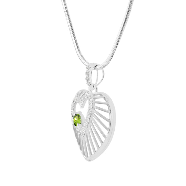Peridot Gemstone & Diamond Solid 925 Sterling Silver Pendant