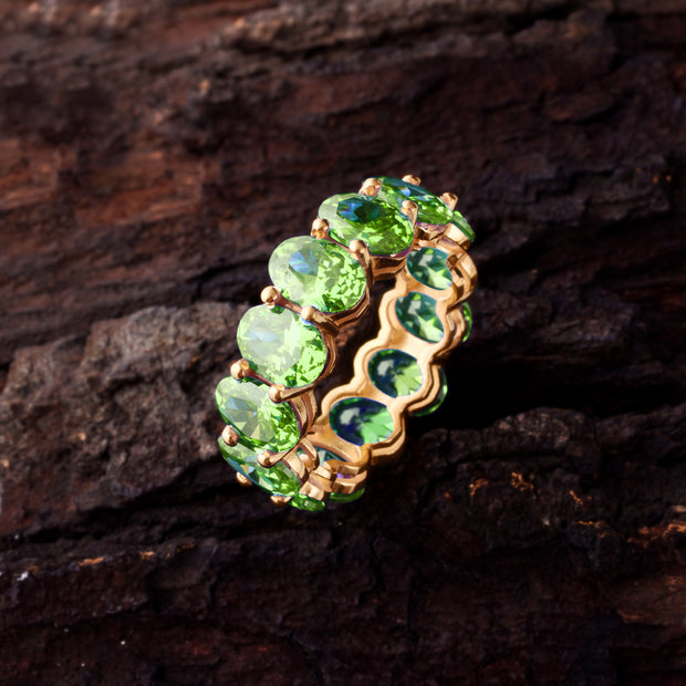 Peridot Gemstone Solid 14k Yellow Gold Ring