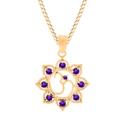 Amethyst Gemstone Solid 14k Yellow Gold OM Pendant