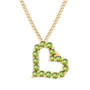 Peridot Gemstone Solid 14k Yellow Gold Heart Pendant