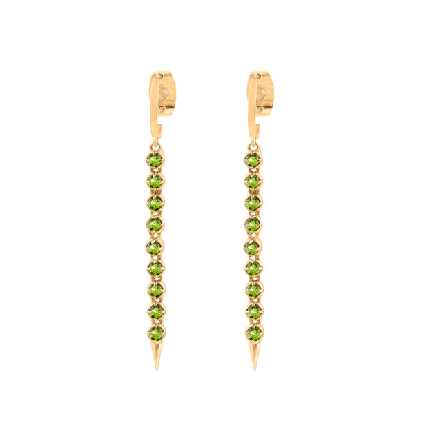 Peridot Gemstone Solid 14k Yellow Gold Screw Back Earring