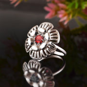 Garnet Gemstone Solid 14k White Gold Ring