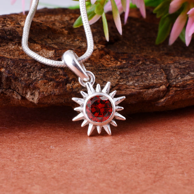 Garnet Gemstone Solid 925 Sterling Silver Pendant