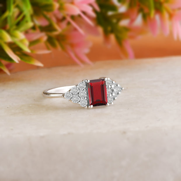 Garnet Gemstone Solid 925 Sterling Silver Ring