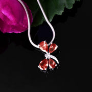 Garnet Gemstone & Diamond Solid 925 Sterling Silver Pendant