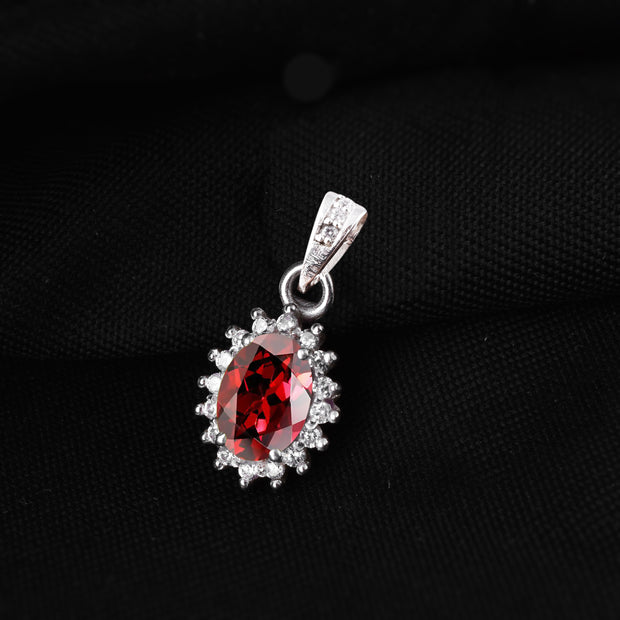 Garnet Gemstone Solid 925 Sterling Silver Pendant