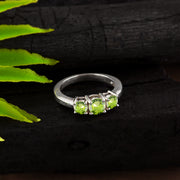 Peridot Gemstone Solid 14k White Gold Ring