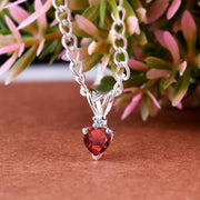 Garnet Gemstone & Diamond Solid 925 Sterling Silver Pendant