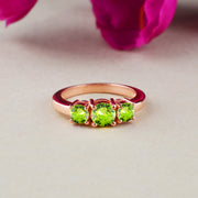 Peridot Gemstone Solid 14k Rose Gold Ring