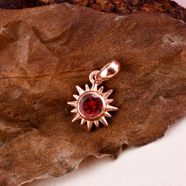 Garnet Gemstone Solid 14k Rose Gold Pendant