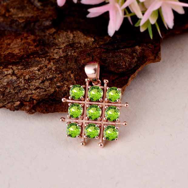 Peridot Gemstone Solid 14k Rose Gold Pendant