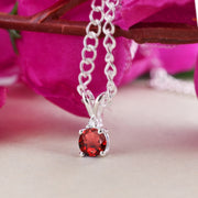 Garnet Gemstone & Diamond Solid 925 Sterling Silver Pendant