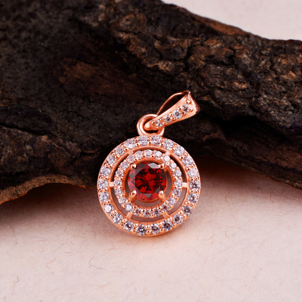 Garnet Gemstone Solid 14k Rose Gold Pendant